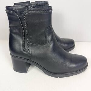 Rizzoli leather heel boots women booties size 8 black